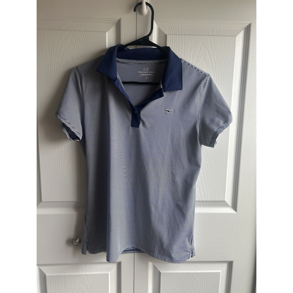Vineyard Vines Performance Polo – Navy & White Stripe – Size S